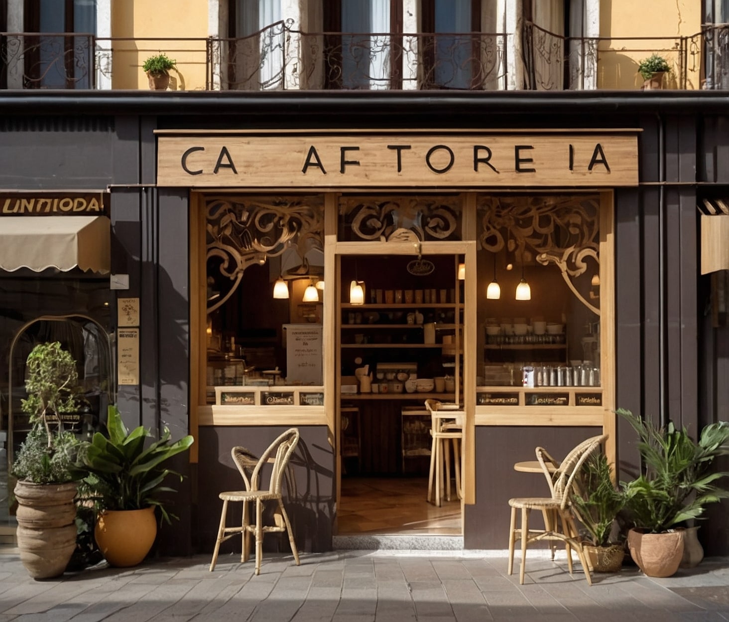 Espacio de descanso en el café.